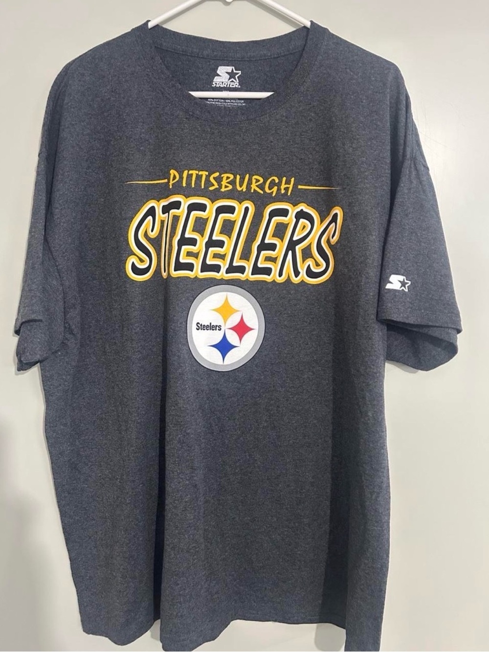 STARTER Pittsburgh Steelers Dark Gray Tee with Yellow Accent